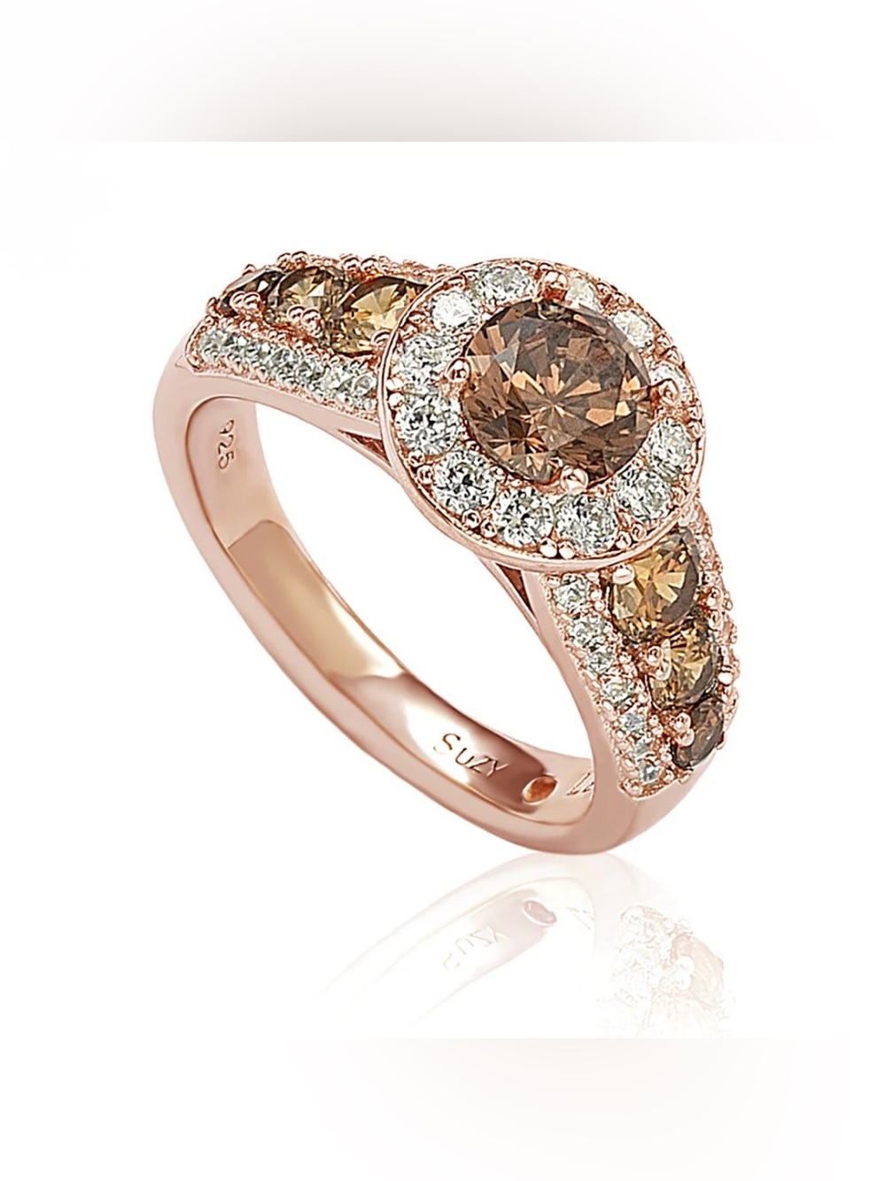 Suzy Levian Bridal Rose Sterling Silver Cubic Zirconia Engagement Ring - NWT